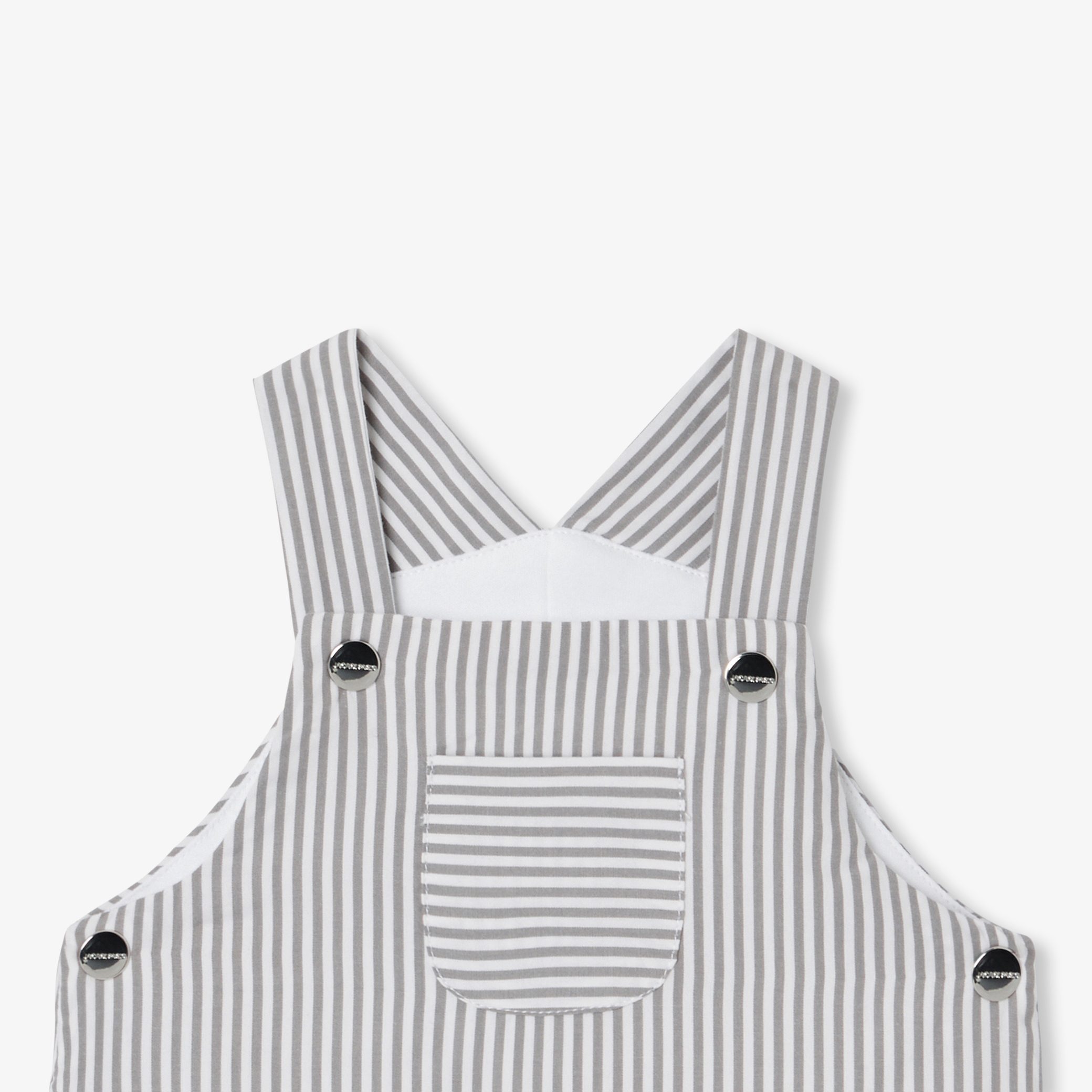 Baby boy dungarees in striped poplin - Sureau - Image 3