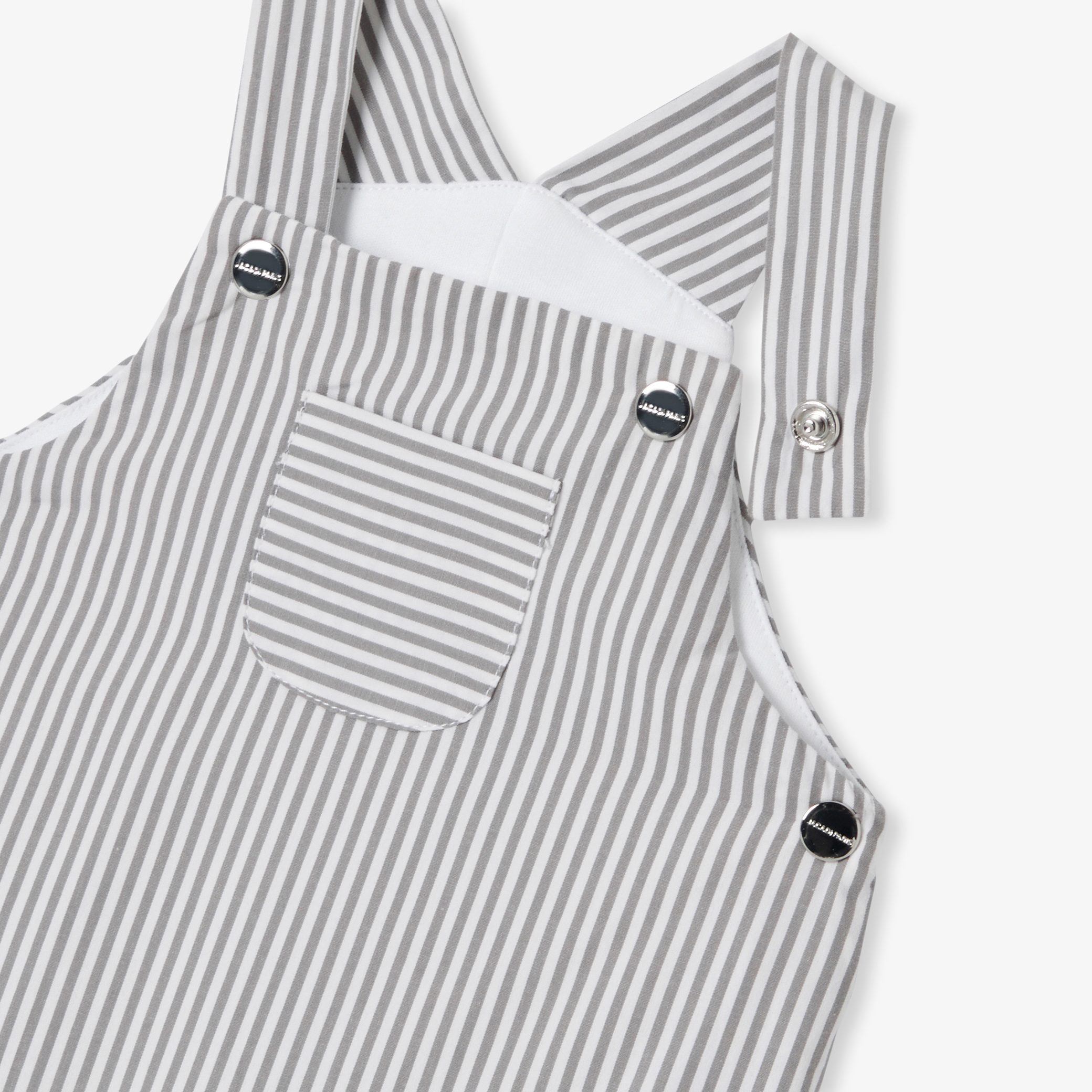 Baby boy dungarees in striped poplin - Sureau - Image 4