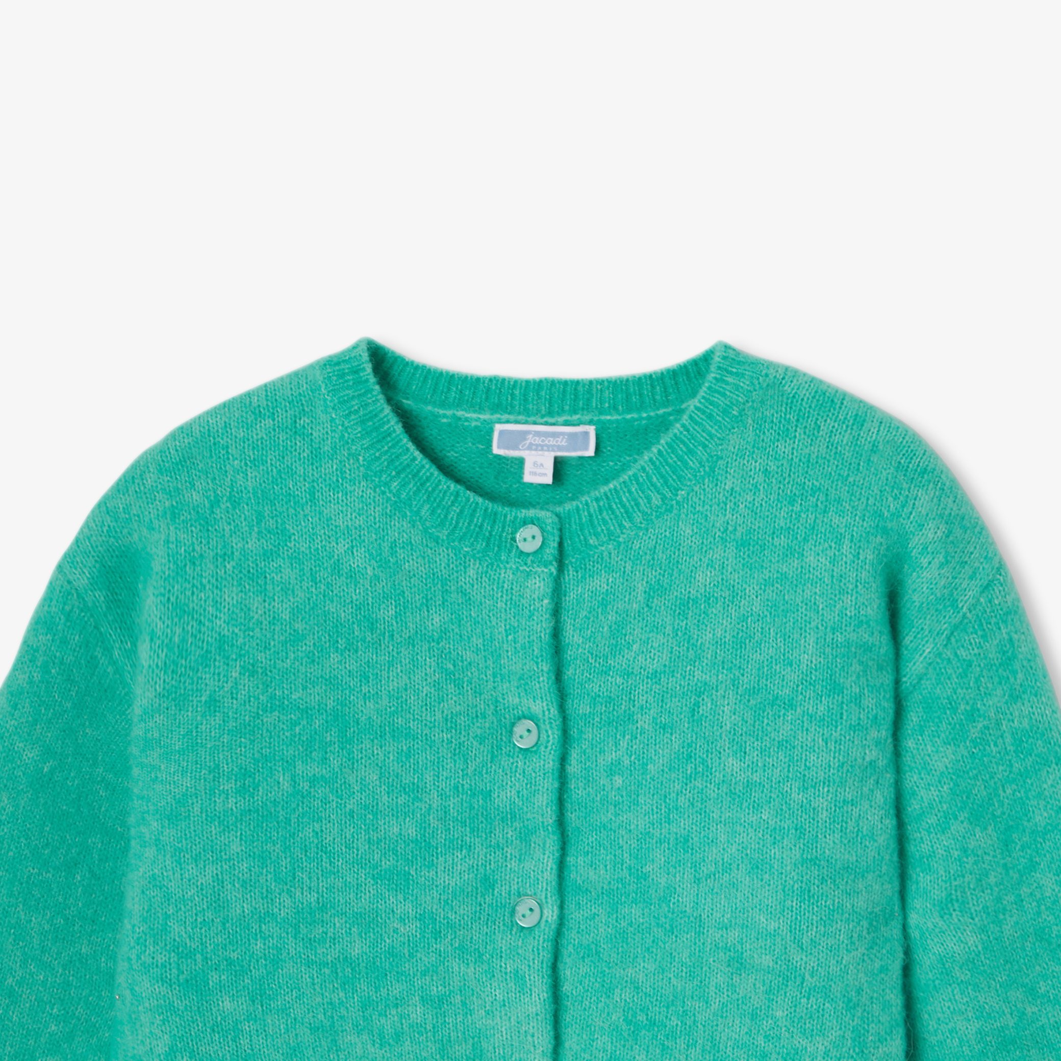 Girl wool and alpaca cardigan - Nymphe green - Image 6