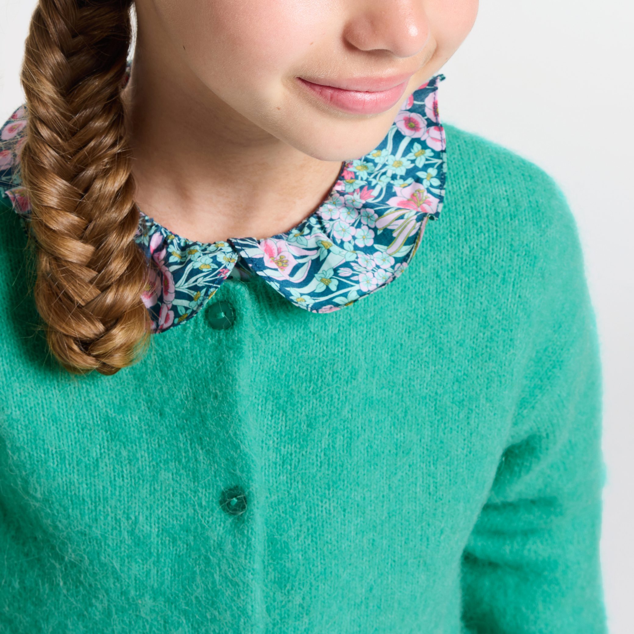 Girl wool and alpaca cardigan - Nymphe green - Image 3