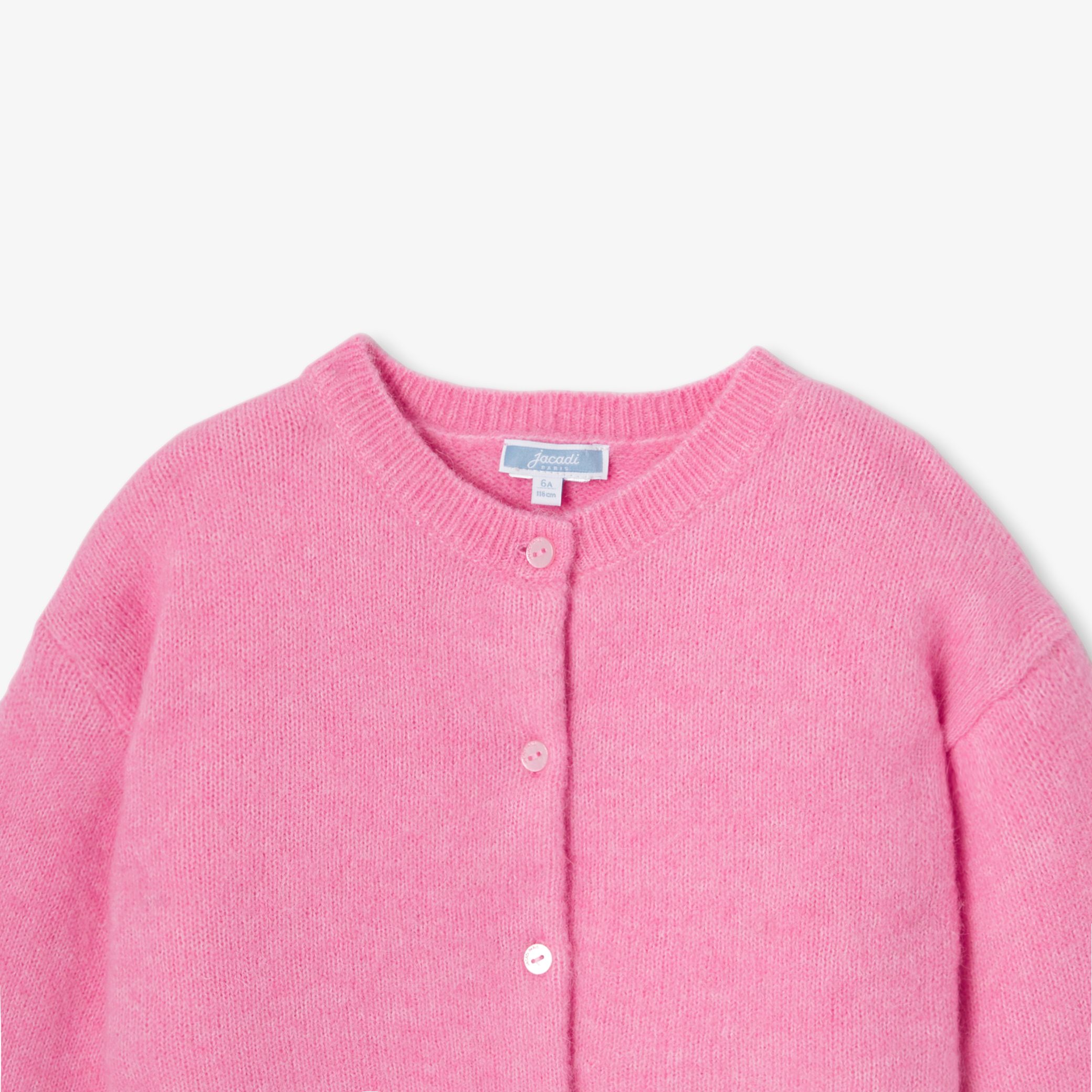 Girl wool and alpaca cardigan - Nymphe rose - Image 5