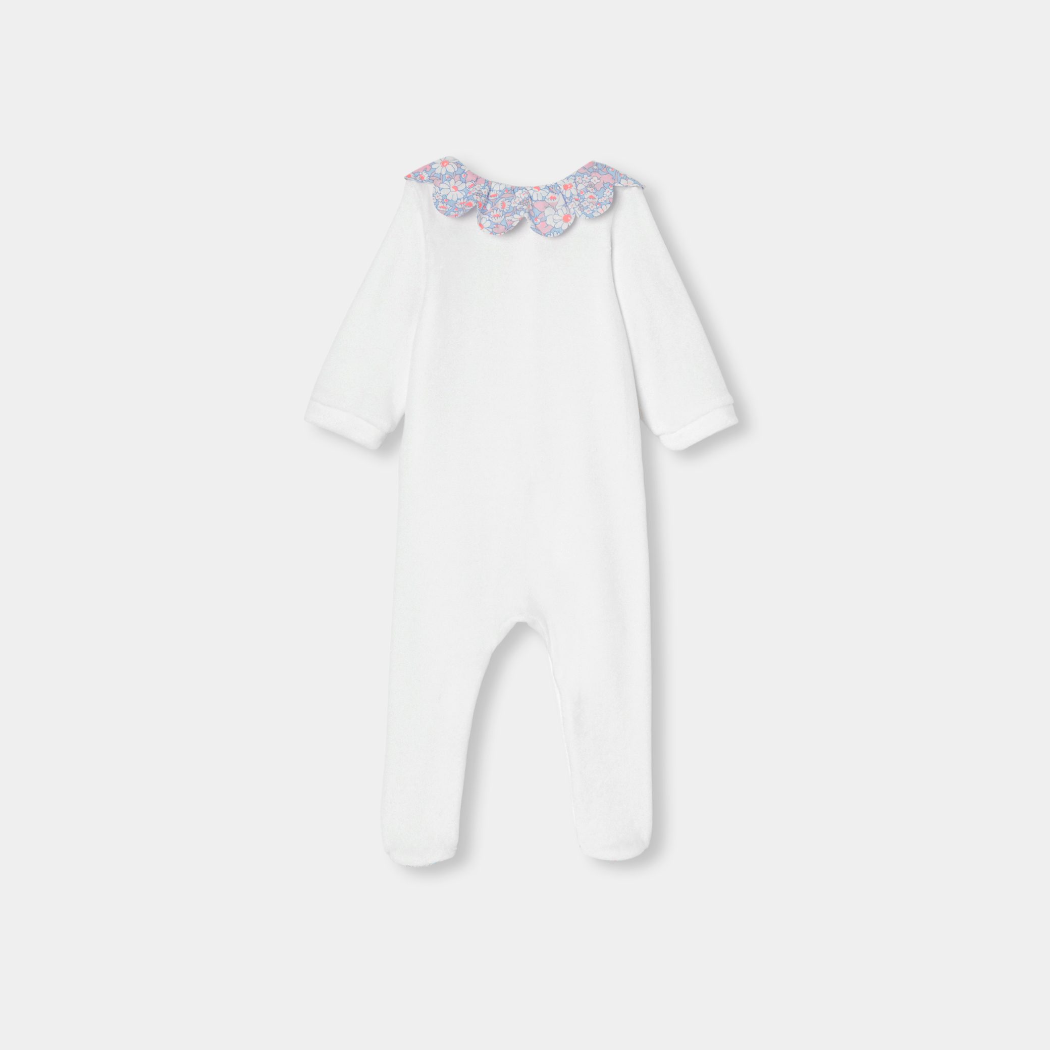 Baby girl velvet pyjamas - Nectarine - Image 2