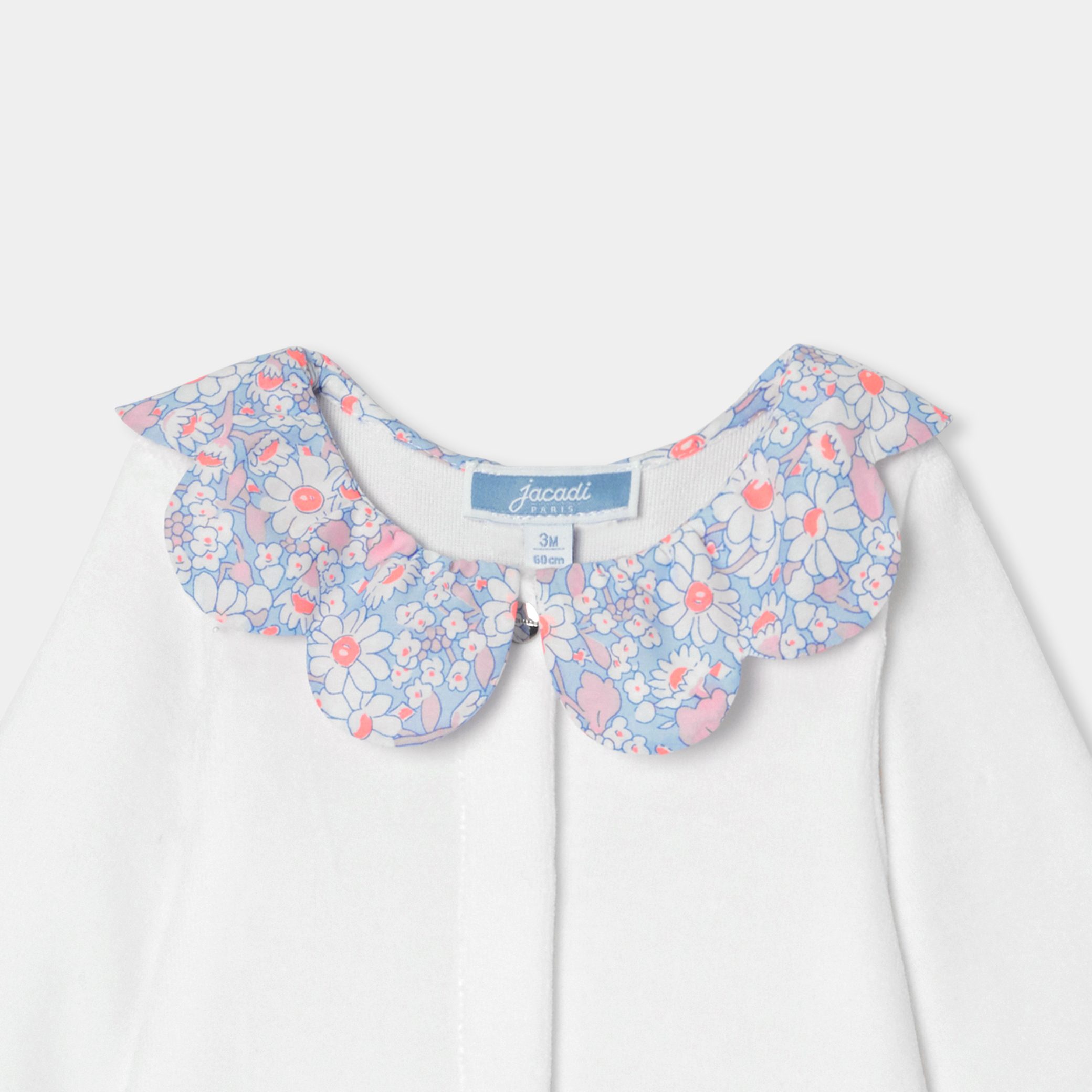 Baby girl velvet pyjamas - Nectarine - Image 3