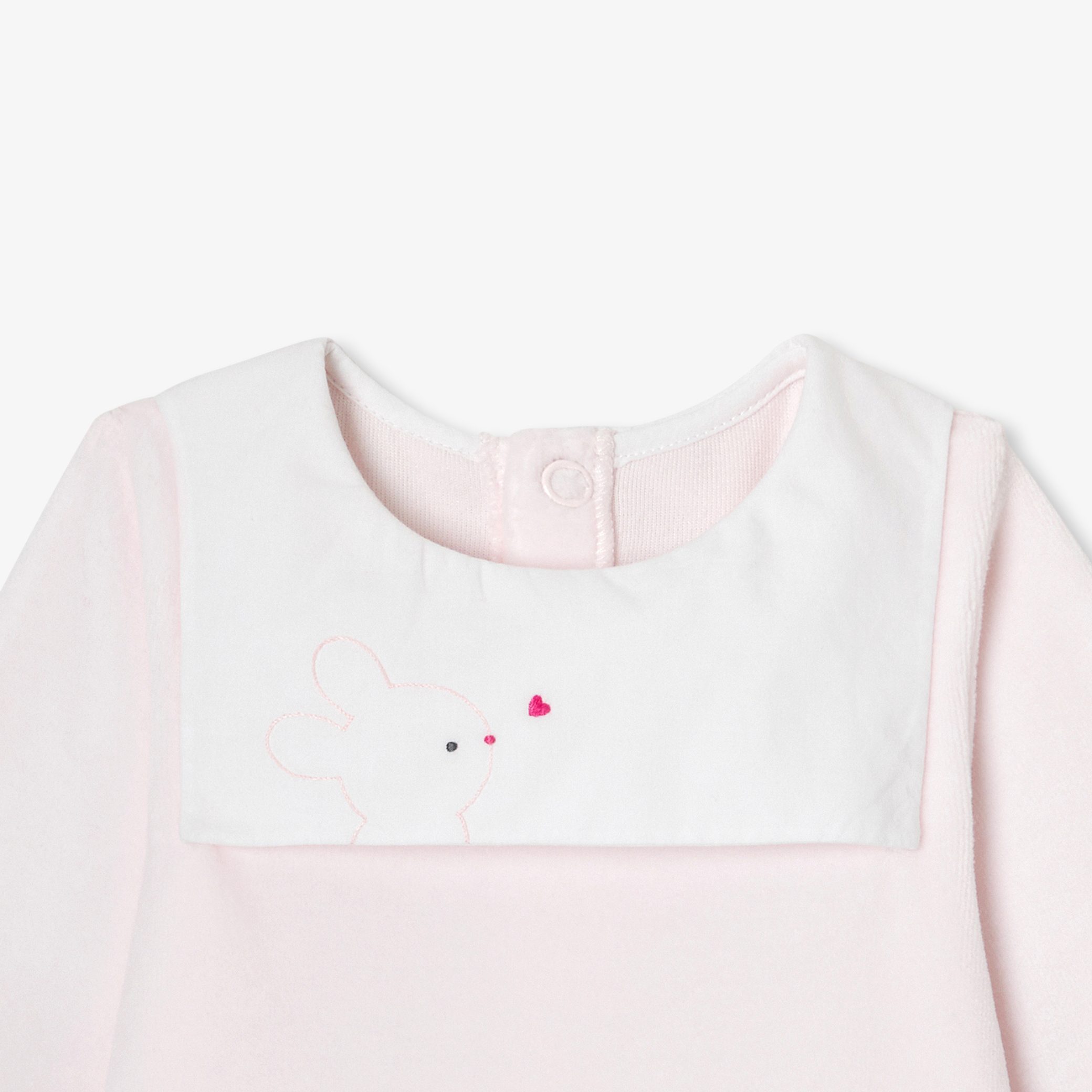 Baby girl velvet pyjamas - Nougatine - Image 3