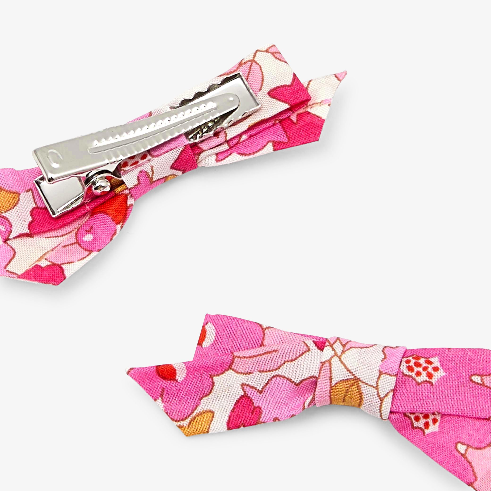 Baby girl duo of Liberty fabric bow hair clips - Cassis - Image 2