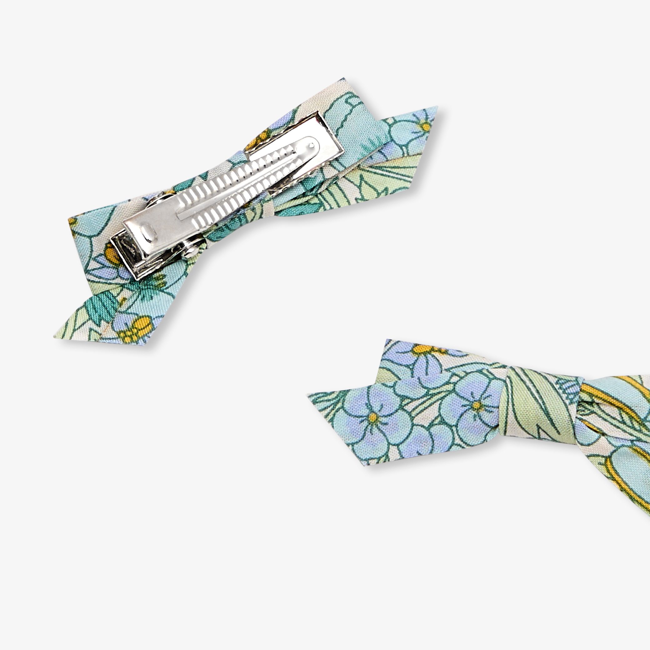 Baby girl duo of Liberty fabric bow hair clips - Cassis Blue - Image 2