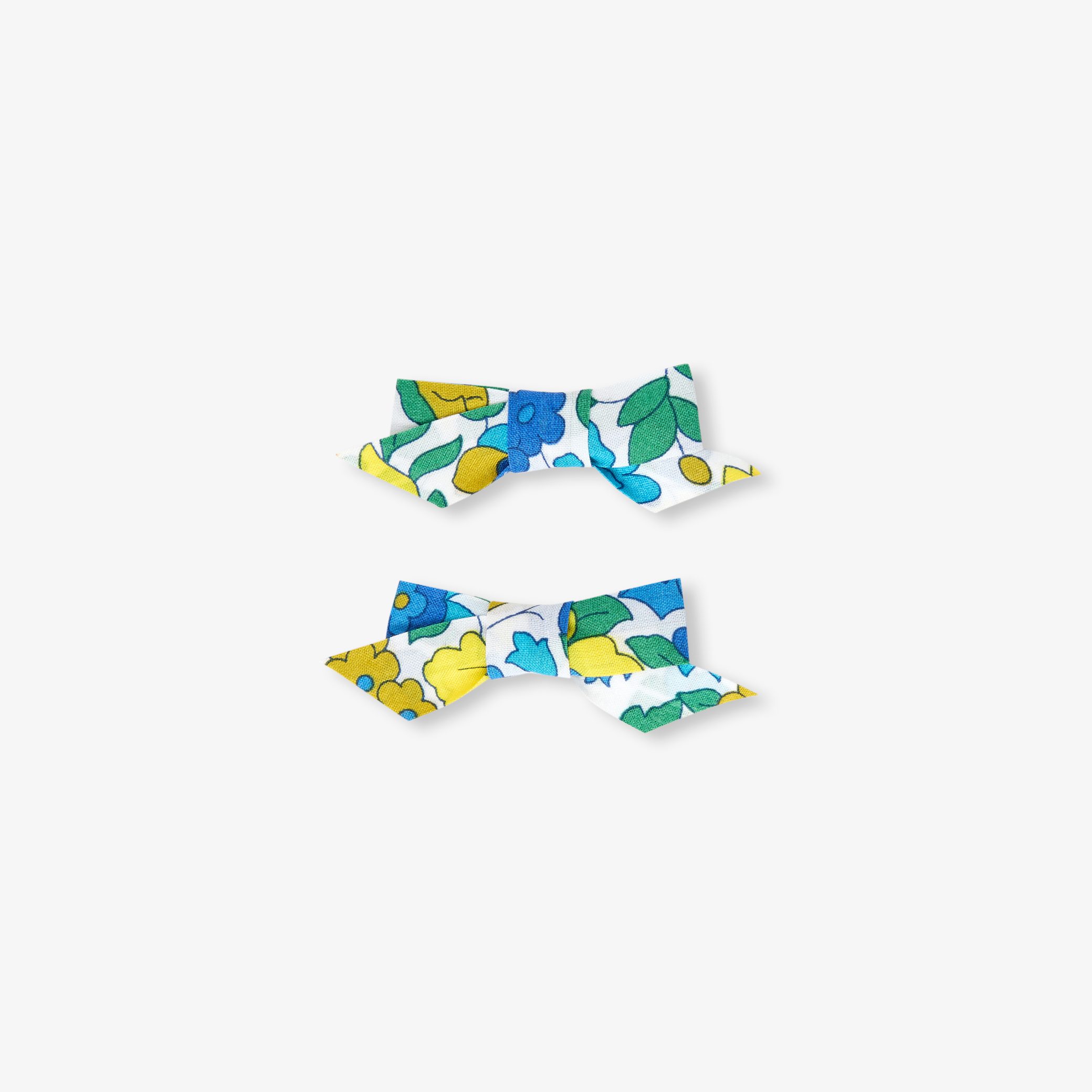 Baby girl duo of Liberty fabric bow hair clips - Cassis Green