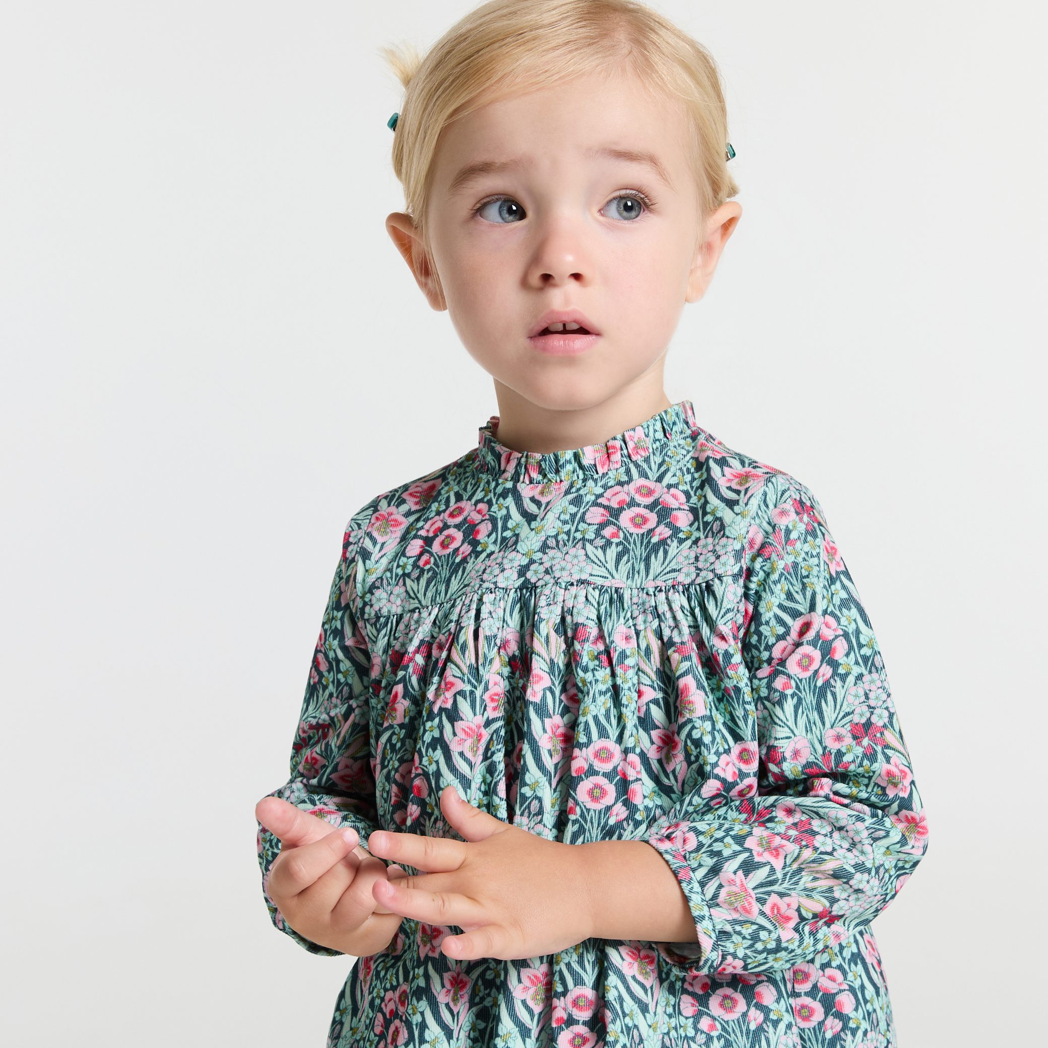 Baby girl dress in velvet Liberty fabric - Judith - Image 2