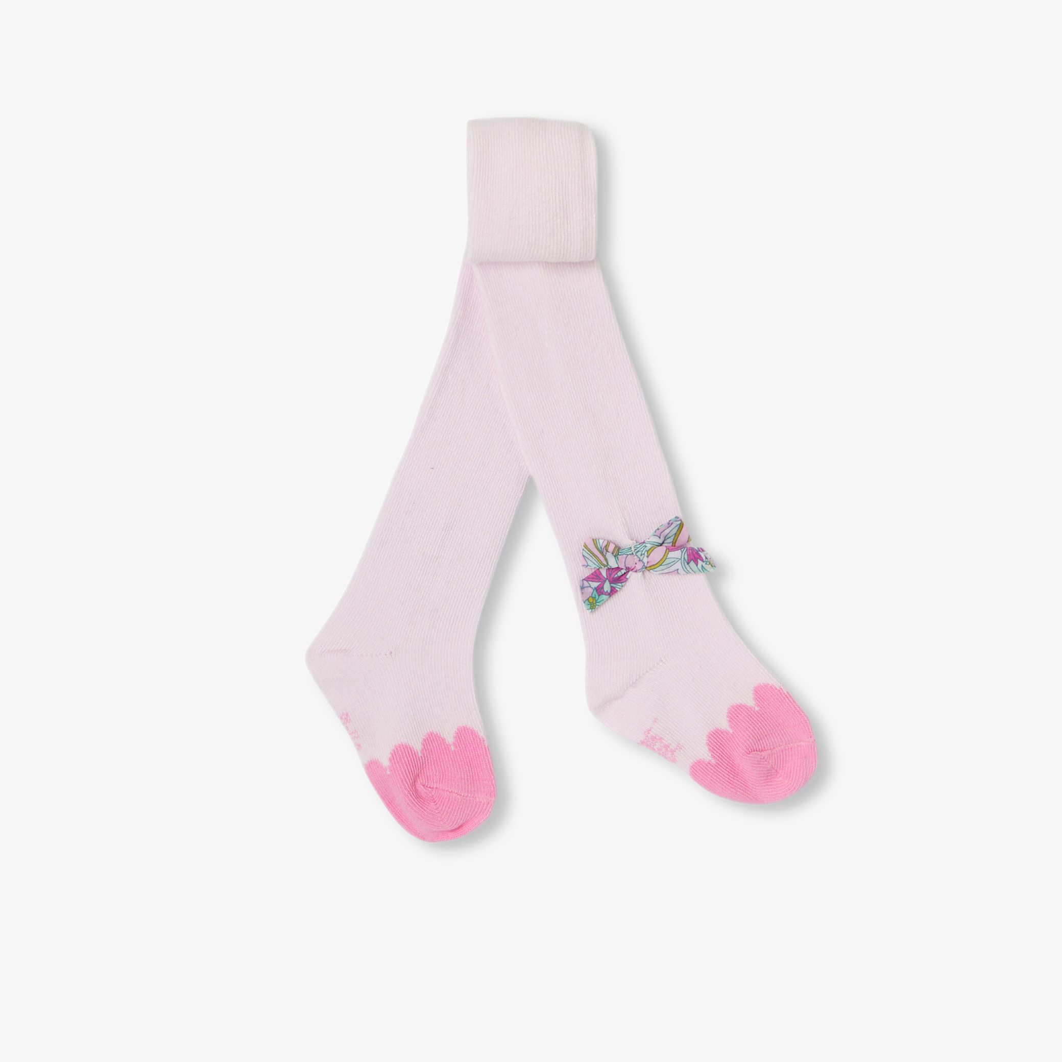 Baby girl tights with a Liberty fabric bow - Candeur Rose