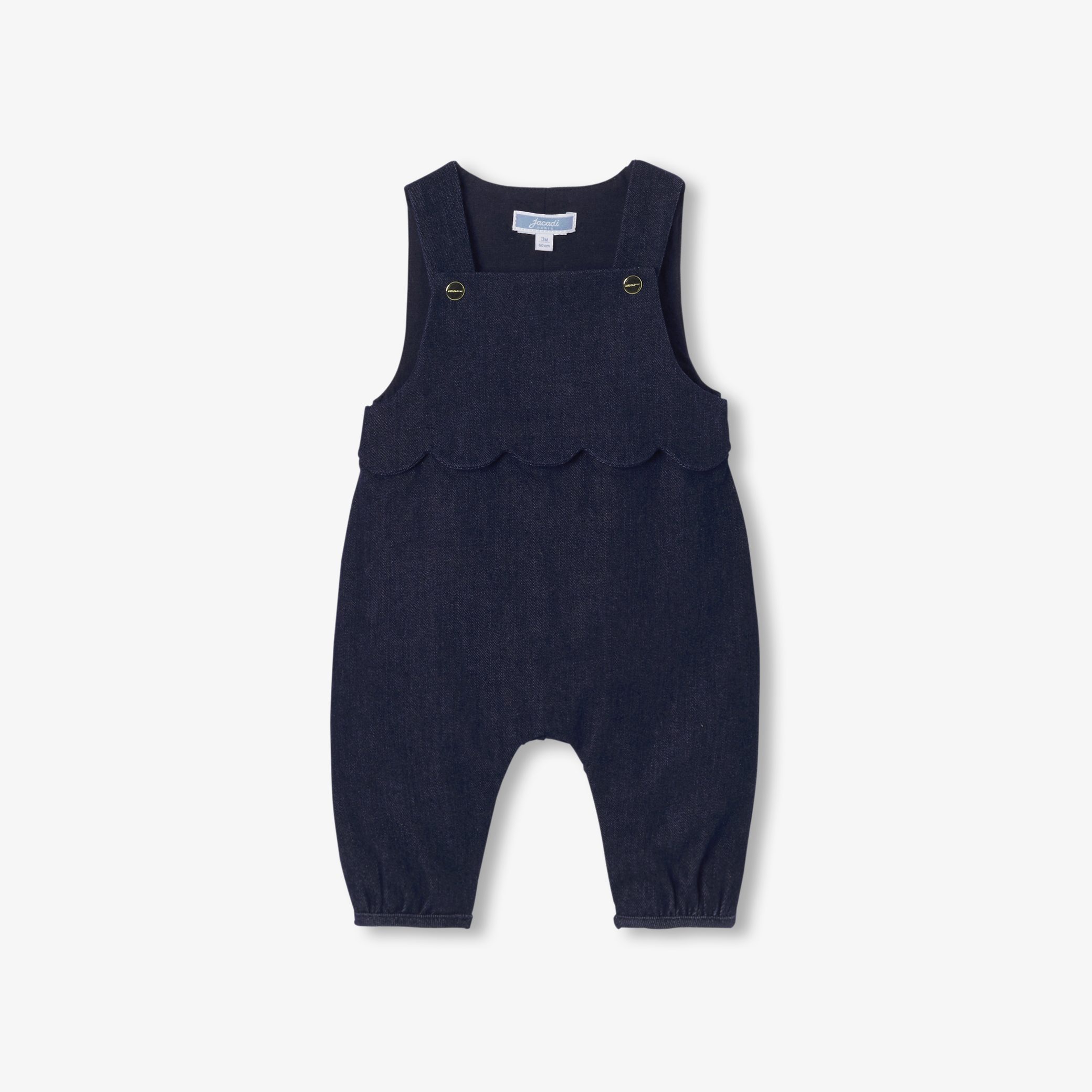 Baby girl dungarees in soft denim - Ocean