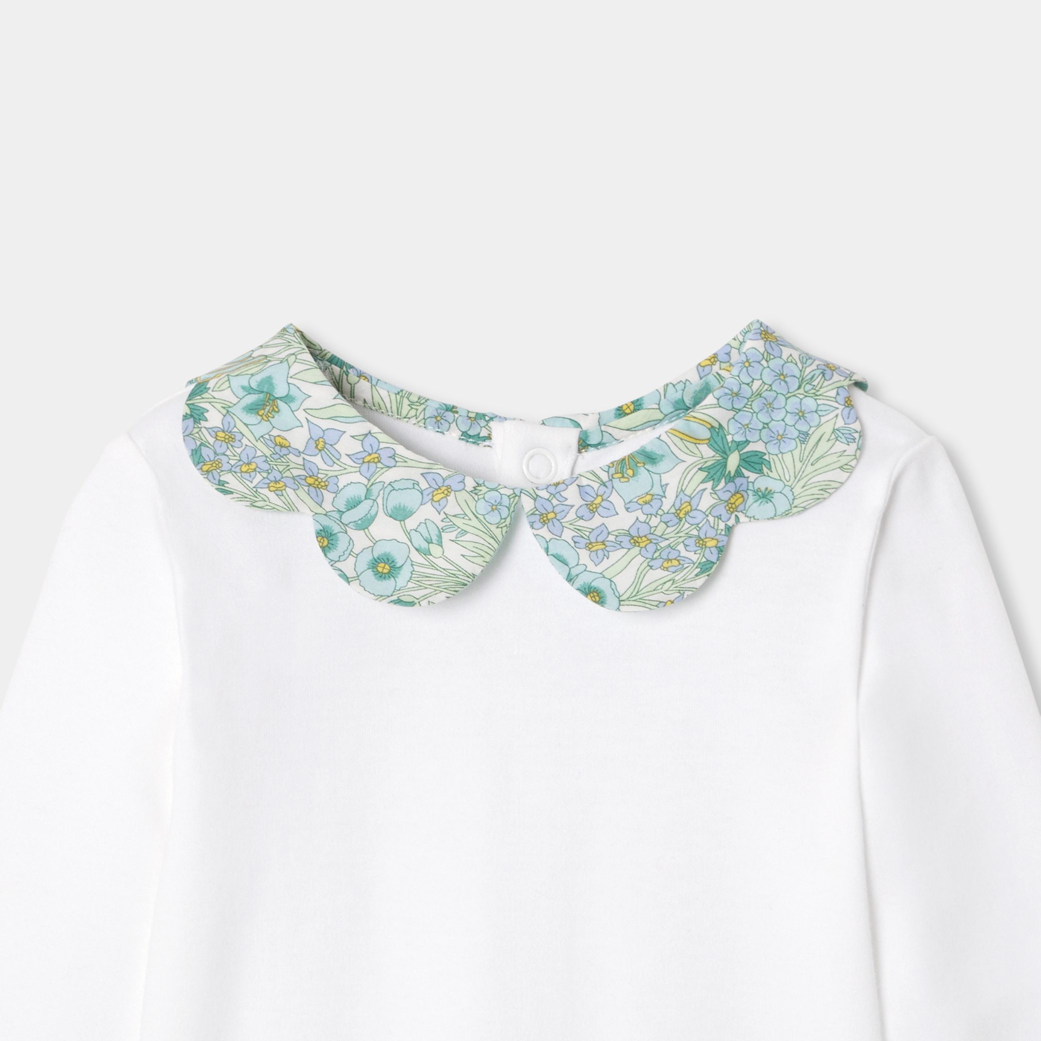 Baby girl bodysuit with Liberty fabric collar - Neo - Image 3